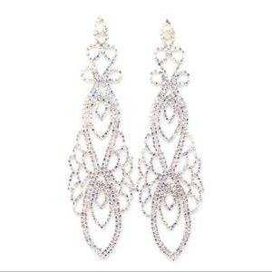 Ultra Dramatic 6.5" AB Crystal Chandelier Earrings